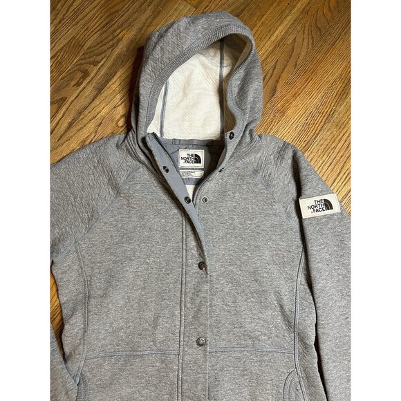North Face Re-Source Snap Long Hoodie Jacket Medium Gray Women's - Picture 4 of 15